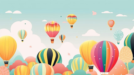 Illustration of hot air balloon festival banner. Generative AI