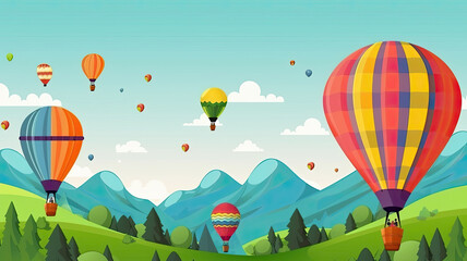 Illustration of hot air balloon festival banner. Generative AI