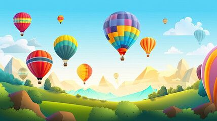 Obraz premium Illustration of hot air balloon festival banner. Generative AI