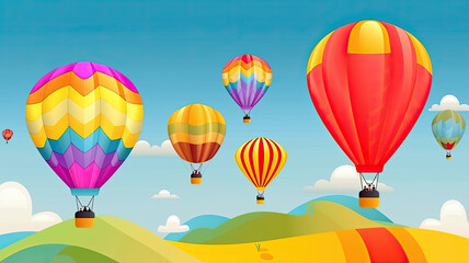 Naklejka premium Illustration of hot air balloon festival banner. Generative AI