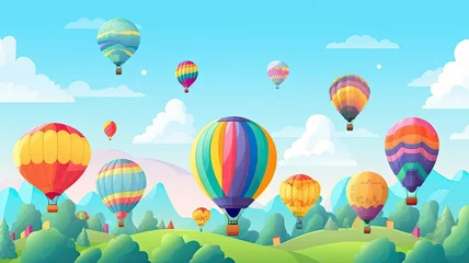 Photo sur Plexiglas Montgolfière Illustration of hot air balloon festival banner. Generative AI