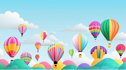 Obraz premium Illustration of hot air balloon festival banner. Generative AI