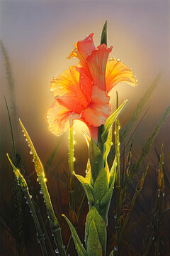 Gladiole im Gegenlicht, ki generated