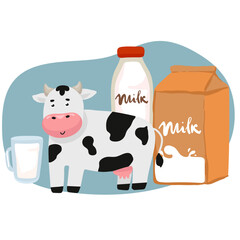 milk ad template for product display. Milk pack mock-up on a farm island surrounded by white splashing liquid.
