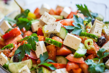 greek salad with cheese and olives