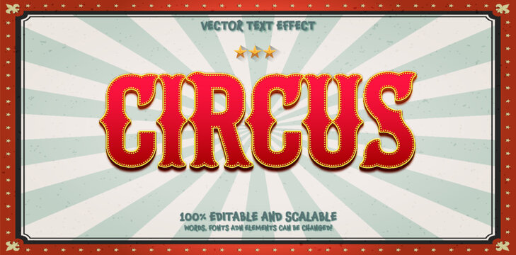 Editable text effect, vintage circus text style