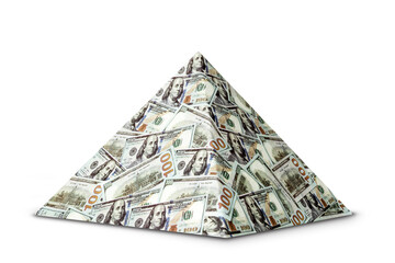 a pyramid scheme isolated on white background. The concept of exchange in financial markets is the...