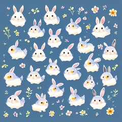 Obraz premium Rabbit Carton on Blue Background with Generative AI
