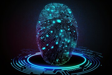 Fingerprint scan provides security access with biometrics identification, Generative Ai