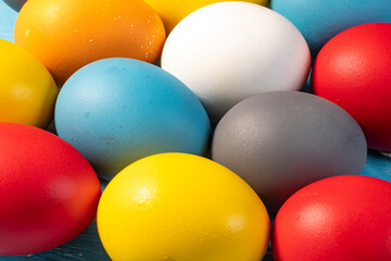 eggs painted in different colors to symbolize the passage of Christian Easter