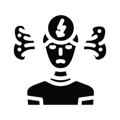 man stress headache glyph icon vector illustration