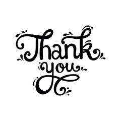 Beautiful calligraphic, hand written Thank you decorative vector sign
