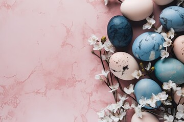 easter eggs in a nest. Generative AI.
