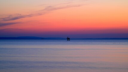 Sunset with soft water