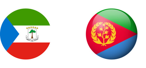 Eritrea flag - glossy circle badge. Vector icon.
