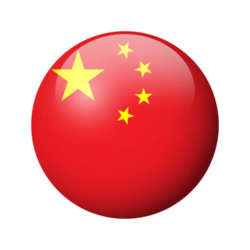 China flag - glossy circle badge. Vector icon.