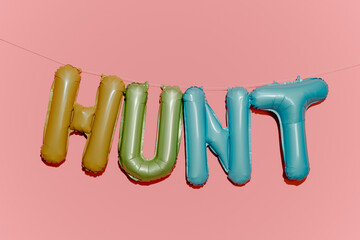 text hunt on a pink background