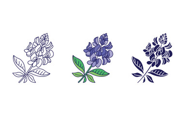Bluebonnet flower vector icon