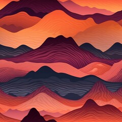illustration of a sunrise mountain landscape