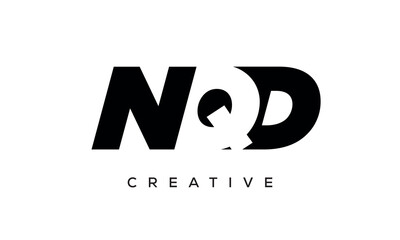 NQD letters negative space logo design. creative typography monogram vector	