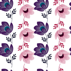 Fototapeta na wymiar Romantic flower seamless pattern. Elegant floral endless background. Abstract stylized botanical illustration.