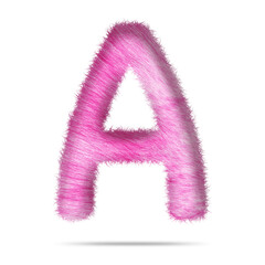 Alphabet letter a design with pink fur texture