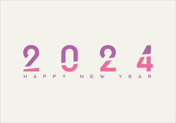 2024 number on white background. 2024 logo text design. Design template Celebration typography poster, banner or greeting card for Happy new year. Vector Illustration
