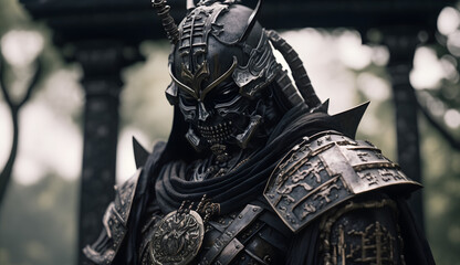 Obraz premium 機械の魔物: 未来のサムライの侵略, AI Generative