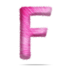 Alphabet letter f design with pink fur texture