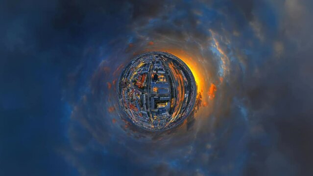 magdeburg, city, germany, saxony, anhalt, airpano, little planet, ly in