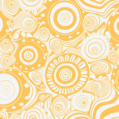 Groovy hippie 70s element in trendy flower and psychedelic style seamless vector pattern 