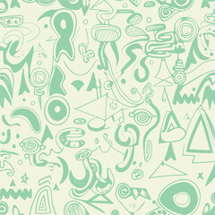 Groovy hippie 70s element in trendy flower and psychedelic style seamless vector pattern 