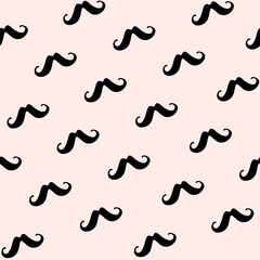 Simple seamless pattern with moustache. Vector contour illustration.