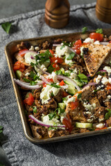 Mediterranean Homemade Pita Nachos with Lamb
