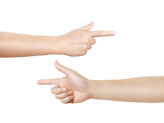 female hand pointing forward PNG transparent