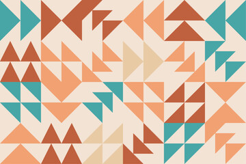 Geometric colorful mosaic arrows seamless pattern design. Abstract decorative illustration in retro style