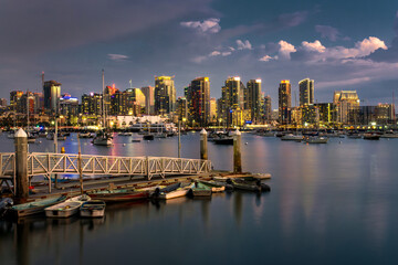 Fototapeta na wymiar San Diego skyline and harbor at night, California