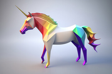 A rainbow color unicorn. Generative AI.