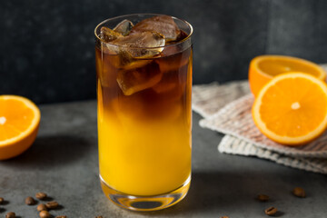Cold Refreshing Orange Juice and Coffee Drink