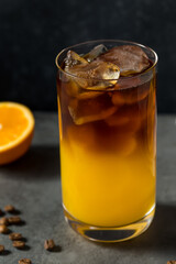 Cold Refreshing Orange Juice and Coffee Drink