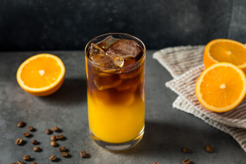 Cold Refreshing Orange Juice and Coffee Drink