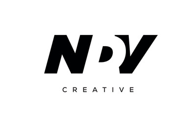 NDV letters negative space logo design. creative typography monogram vector	