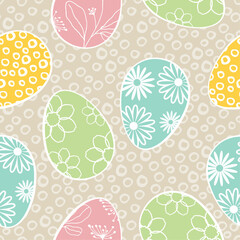 seamless pattern with dotted easter eggs- vector illustration