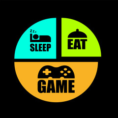 Gamer typography t shirt design, eat sleep game repeat gaming t-shirt design transparent png