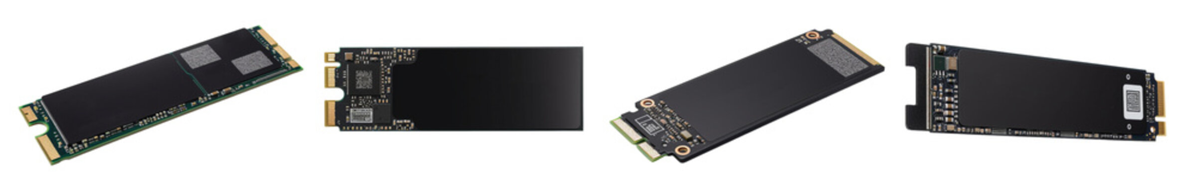 Collection of modern SSD cards on a transparent background, Generative AI