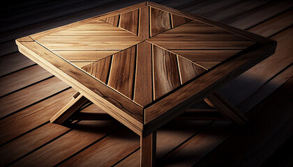 Old dark wooden table made with planks, Generative AI