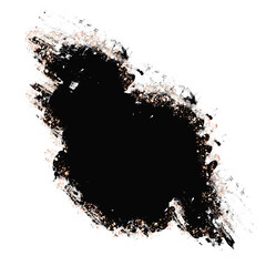 Black brush stroke smudge with rose gold, random splash of black paint, masking shapes for manipulation purposes, isolated object illustration with transparent background	