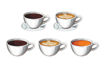 Fototapeta na wymiar Cup Of Coffee Espresso Americano Cappuccino