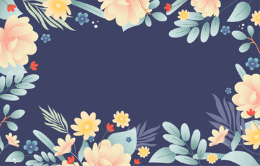Beautiful background with flowers and leaves in vector.