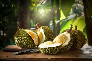 A Feast of Durians: The King of Fruits Beneath Lush Tropical Trees